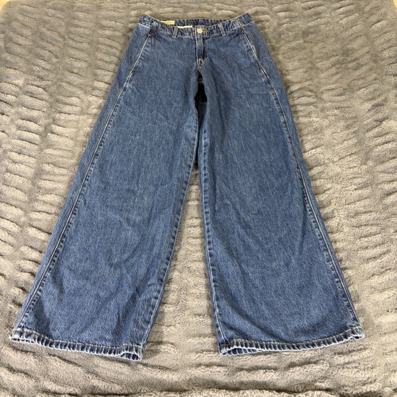 Levi's Denim - Levis Premium Baggy Wide Leg Jeans Womens 24 Blue A8700-0005 High Rise Denim